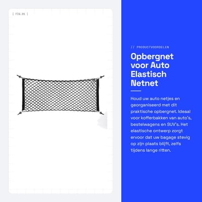 Dailygoods- Opbergnet Universeel - Bagagehouder - Organizerstoel - Kofferbaknet - Nylon Opbergnet - 100 x 40 cm - Bagagenet