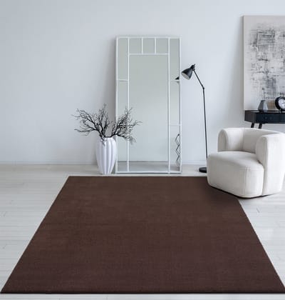 Mia’s Teppiche Taos – superzacht kortflor vloerkleed met antislip rug, wasbaar, bruin, 80 x 150 cm