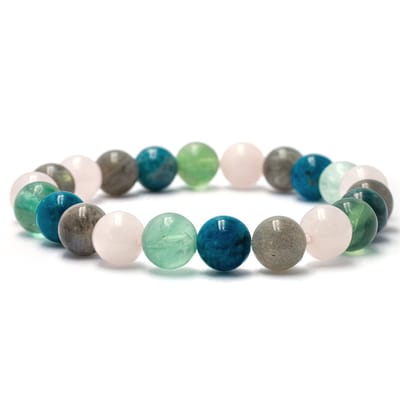 Bixorp Gems Apatiet + Labradoriet + Rozenkwarts + Fluoriet Armband - 8mm / 20cm - Om & Om Edelsteen Kralenarmband