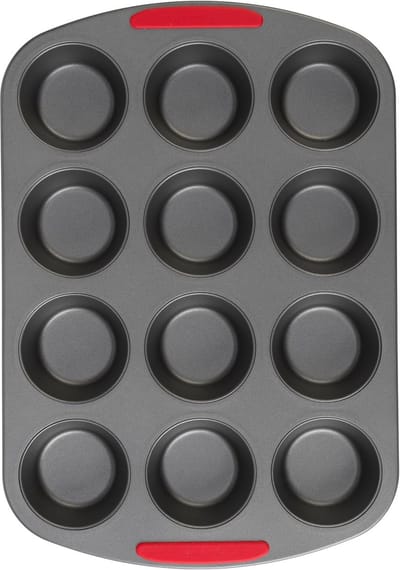 12-Cup Antiaanbak Muffinvorm met Siliconen Handgrepen voor Cupcakes