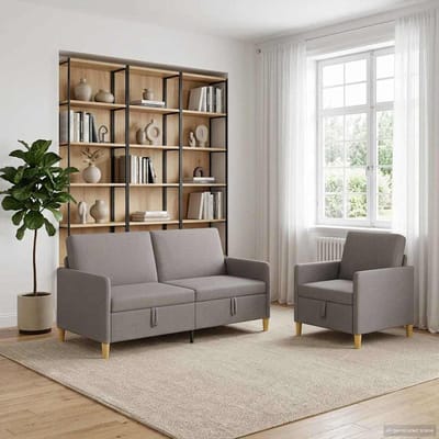 vidaXL - Sofa - Set - Met - Opslag - 2 - st - Taupe - Polyester