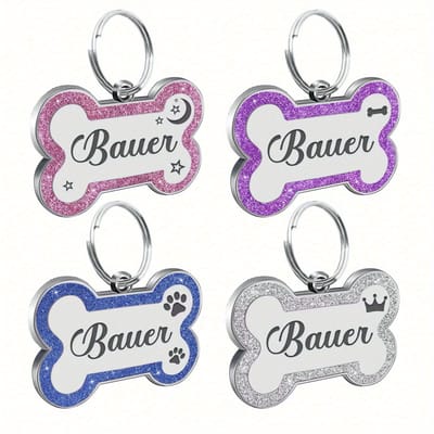 Aangepaste Hondenpenning Hanger, Gepersonaliseerde Kat Hond Puppy Huisdier ID Naam Hangers, Halsband Tag Hanger Huisdier Accessoires Bot Glitter Hanger S