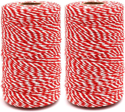 Rode en Witte Touw 400 m Katoenen Koord, 2 mm Creatief Touw, Decoratief Touw voor DIY Projecten en Tuinieren