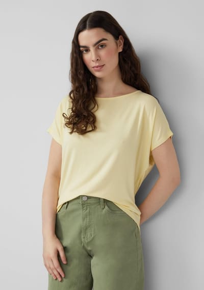 Zachte T-shirt in gemengde viscose met afhangende schouders voor vrouwen s.Oliver