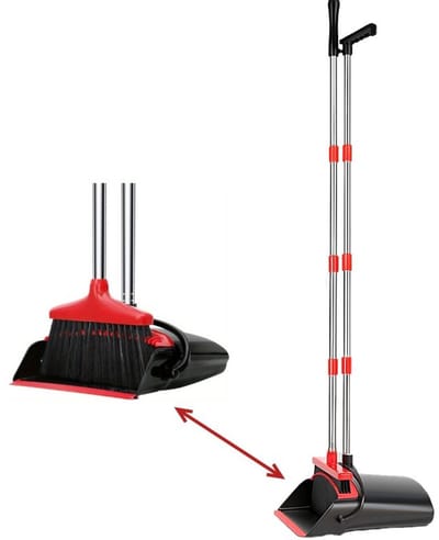 Ceruzo Stoffer en Blik Lange Steel - Verstelbaar 75-145cm - Ingebouwde Schoonmaaktanden