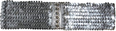 Funny Fashion Carnaval verkleed dames riem - zilver pailletten - 108 x 8 cm - kunststof - disco/glitter and Glamour