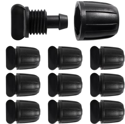Irrigatie Eindpluggen - Druppelslang Connector - Tuin Water Geven - Stevig Kunststof Materiaal - 8/12 mm Slang - Zwart