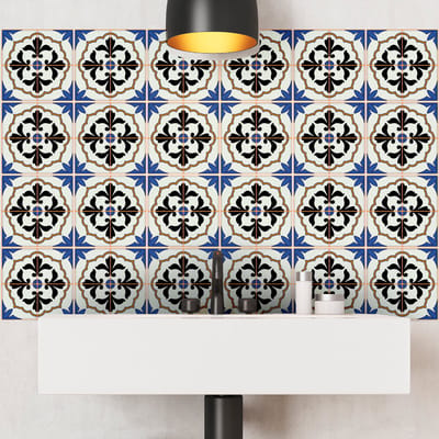 Zelfklevende tegelmuurstickers voor keuken en badkamer - 24 Italiaanse Azulejo cementtegelstickers - 24 stickers 10x10cm