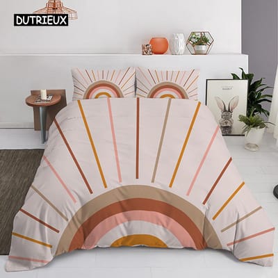 Trendy pastelkleuren regenboog Beddengoedset Baby Kinderen Dekbedovertrek 150x210 135x200 Met Kussenslopen En Rits 140x200cm 3pcs