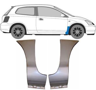 Reparatiepaneel voorspatbord voor Honda Civic 2001-2005 / Links + Rechts / Set