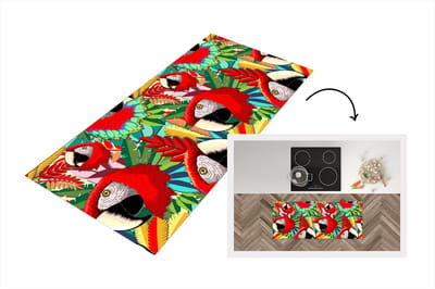 Keukenloper - Loper keuken - Jungle - Papegaai - Vogels - Design - 120x50 cm - Keukenloper vinyl