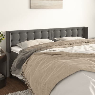 vidaXL - Hoofdbord - met - randen - 183x16x78/88 - cm - fluweel - donkergrijs
