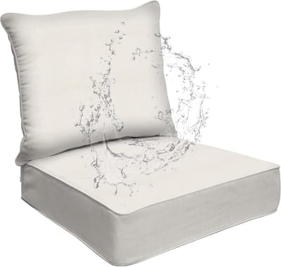 Zitkussens Set - Tuinkussen - Buiten Ontspannen - Waterdichte Stof - 15 cm Dik - Grijs