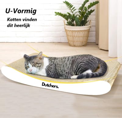 Dutchers.® Katten Krabmat - * - Inclusief Biologisch Kattenkruid - Krabplank - Krabpaal - Krabmeubel - Hoogwaardig Kartonnen Constructie - Draaibaar - 44x25x7 Cm