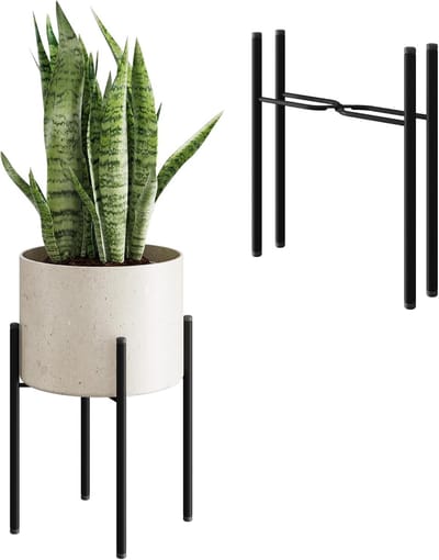 Metalen plantenstandaard voor binnen en buiten in het zwart - Stijlvolle standaard voor planten met 3 planken