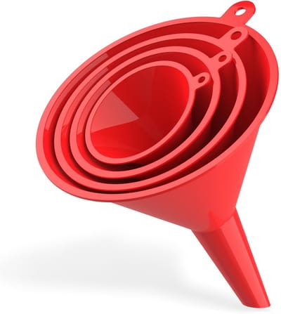 Dailygoods- Trechter Set van 4 - Voedselgeschikt BPA-vrij - Keuken Vulhulp - Mini Trechter voor Vloeistoffen - Olietrechter voor Auto - Antislip Handvat - Vultrechter