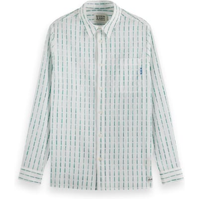 Scotch & Soda Striped Cotton-voile Shirt White / Blue Green Stripe Taglia: M | Camicie Casual Outlet | Uomo | Bianco