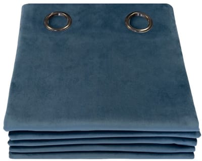 MOONDREAM DecibelControl™ 3in1 Geluidsisolerend gordijn | Thermo Winter+Zomer | 100% Verduisterend | Gepatenteerde Technologie | EU-fabricaat | Fluweel | Oogjes | Blauw MC56 | 130 x 260 (BxH) cm