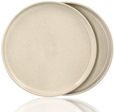Dinerborden Set van 2 – Crème Keramische Borden 26,3 cm – Glanzend Servies met Opstaande Rand – Voor Horeca, Restaurants en Feestdagen