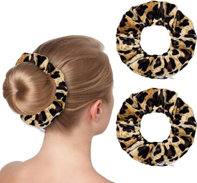 Leopard Print Scrunchies in Fluweel voor Dames en Meisjes - Haaraccessoires voor Stijlvolle Kapsels en Mode