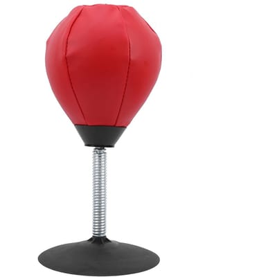 Sac de Frappe Boxing Ball à Ventouse pour Bureau Jouet Décompression Entraînement Fitness Soulagement du Stress Évacuation Cadeau red