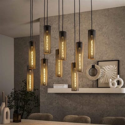 PS-Collection Tube Mesh 5+4 Hanglamp - 100x30x150cm - Zwart - Metaal - hanglampen eetkamer, hanglamp zwart, hanglampen woonkamer, hanglamp slaapkamer, hanglamp kinderkamer, hanglamp rotan, hanglamp hout, hanglamp industrieel