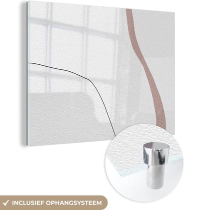 MuchoWow® Glasschilderij 120x90 cm - Schilderij acrylglas - Lijn - Pastel - Design - Foto op glas - Schilderijen