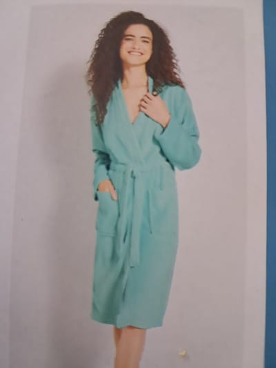 Livarno home Dames Badjas - Maat L - Turquoise - Aangenaam zacht - Met 2 steekzakken en Strikceintuur