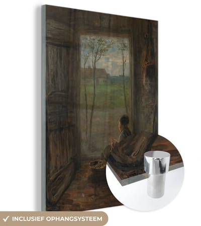 ® Glasschilderij 120x160 cm - Schilderij acrylglas - Larens tafereel - Schilderij van Jozef Israëls - Foto op glas - Muurdecoratie woonkamer - Wanddecoratie slaapkamer - Schilderijen