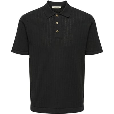 ONLY and SONS Poloshirt - ONSMOON REG 12 SS POLO KNIT NOOS - S tot M - voor Mannen - zwart