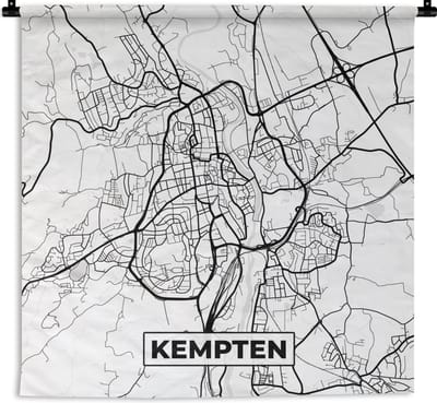 Wandkleed - Wanddoek - Plattegrond - Kaart - Stadskaart - Kempten - 150x150 cm - Wandtapijt