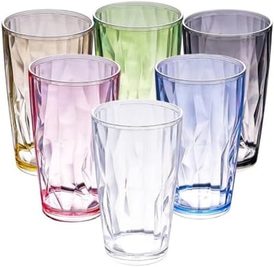 PromoHome Kleurrijke Kunststof Drinkglazen Set - 6 Stuks Stapelbare Beker