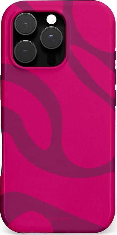 Casetastic hoesje geschikt voor Apple iPhone 16 Pro - MagSafe - Dubbellaagse bescherming - Violet Paarse Golven - Fashion Case - Roze