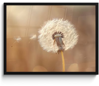 Poster in lijst - Fotolijst 70x50 cm - Posters - Paardenbloem - Beige - Natuur - Bloem - Posterlijst zwart - Decoratie - Wanddecoratie woonkamer - Muurdecoratie slaapkamer