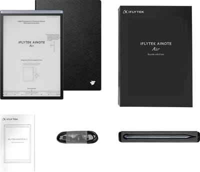 iFLYTEK - AINOTE Air 2-bundel - notitietablet, 8,2 inch E inkttablet - digitaal notitieblok - digitaal notitieboek met pen en foliohoes - spraak-naar-teksttranscriptie - chatGpt ondersteund