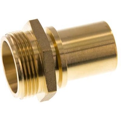 G 1 1/4'' Buitendraad x 32mm Messing Slangpilaar met Veiligheidskraag DIN 2817