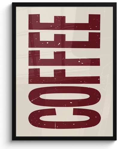 Fotolijst inclusief poster - Posterlijst 50x70 cm - Posters - Koffie -Japandi - Rood - Vintage - Foto in lijst - Keuken decoratie muur - Wanddecoratie accessoires - Muurdecoratie - Schilderijen