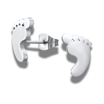 Oorstekers - oorbellen - Voeten - voetjes - edel staal - pedicure - zilverkleurig - 11 mm - hypoallergeen