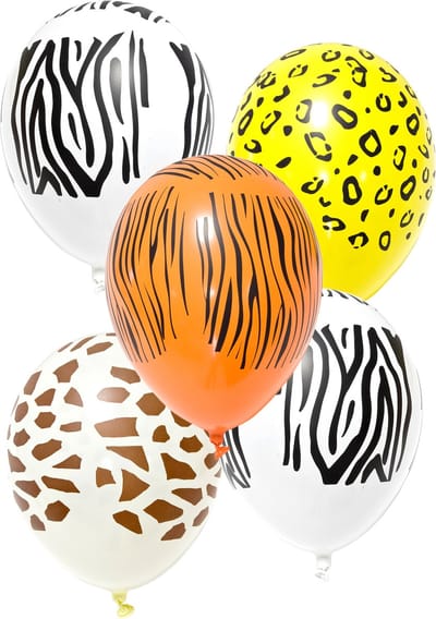 HOBI - 5 bedrukte safari latex ballonnen 29 cm savannedieren