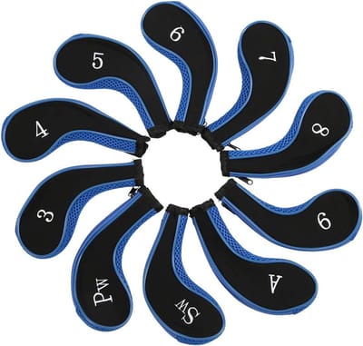 Allecto Golfclubs Beschermhoezen - Golfaccessoires Set - Waterdicht Neopreen - IJzeren Clubbeschermers - Putterhoes - 10 Stuks - Geschikt voor Golfclubs - Zwart
