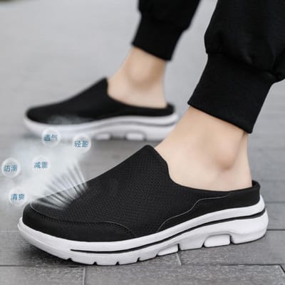 Heren Casual Muiltjes Superlicht Mesh Ademend Heren Flats Schoenen Buiten Dikke Zool Slides Koppel Wandelschoenen Chanclas Hombre 39 gray