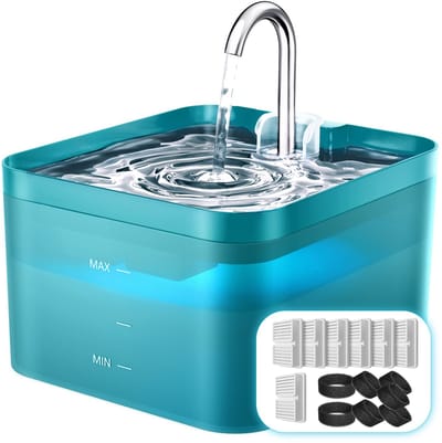 PAWPOLL Max Drinkfontein - Waterfontein voor Hond en Kat - 2,2L - Dieren Drinkbak - Incl. 1 Filters en 1 Sponzen - Groen