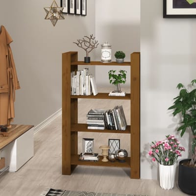 vidaXL - Boekenkast/kamerscherm - 80x35x125 - cm - massief - hout - honingbruin