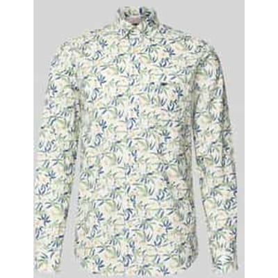Fynch-Hatton Overhemd Slub Flower Pattern Button-Down Pale Yellow / male