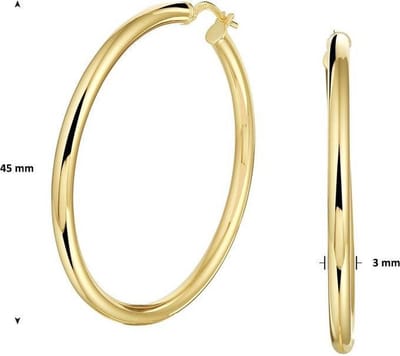 Oorring Ronde Buis Goud Met Zilveren Kern Glanzend 3 mm x 45 mm