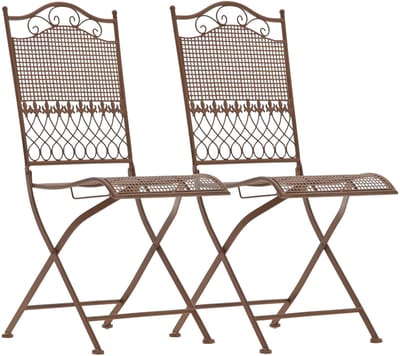 CLP Kiran Set van 2 tuinstoelen - Opvouwbaar - Metalen stoel - Art nouveau - antiek bruin