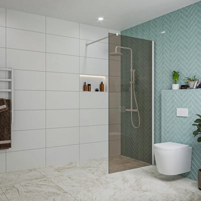 FugaFlow Eccelente Vetro inloopdouche badkamer - 90x200cm - rookglas - wandarm - mat wit -