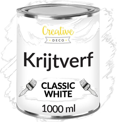 Creative Deco Witte Krijtbord Verf – 1000ml – Mat, Wasbaar, Renovatie