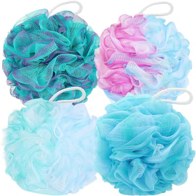 4-Pack Grote Douche Loofahs - Exfoliërende Mesh Poef voor Zachte Huid