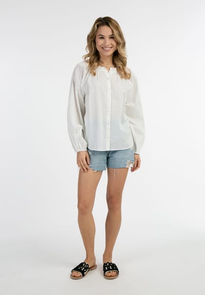 IZIA Katoenen blouse met metallic draad Dames Gebroken wit met zilveren strepen en stippen